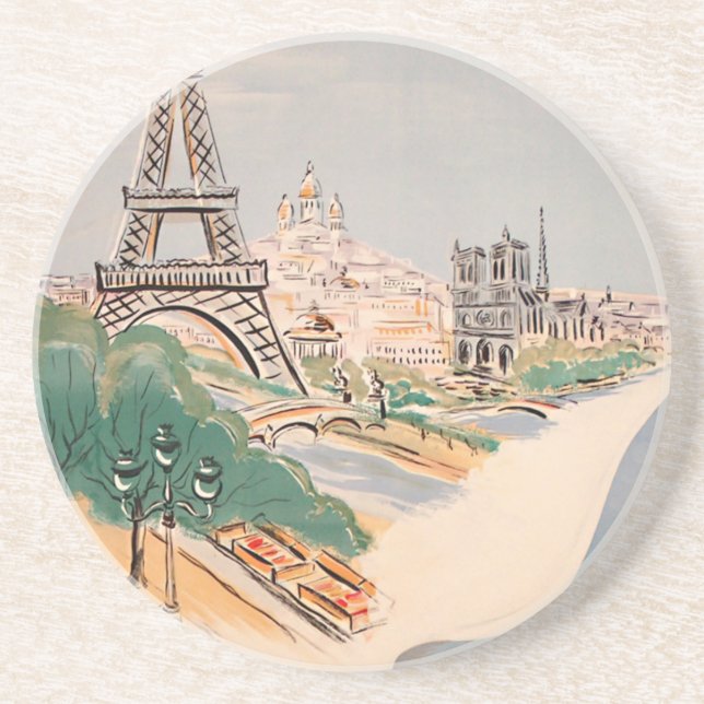 Vintager Eiffelturm Paris Luftreisewerbung Untersetzer (Vorne)