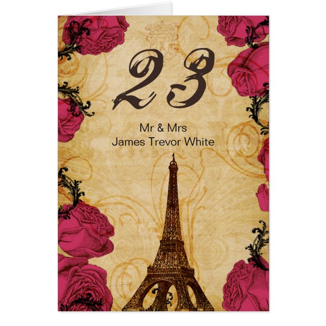 Vintager Eiffelturm Paris Tischnummern (Vorne)