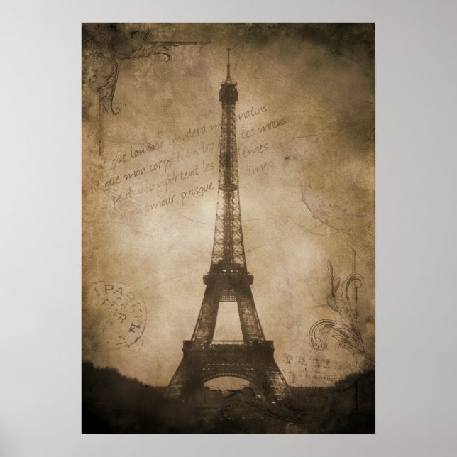 Vintager Eiffelturm Poster (Vorne)