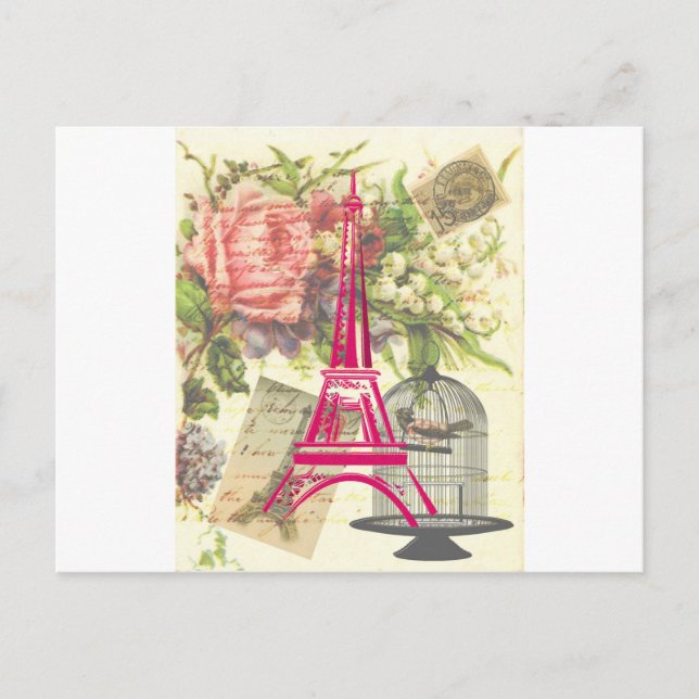 Vintager Eiffelturm Postkarte (Vorderseite)