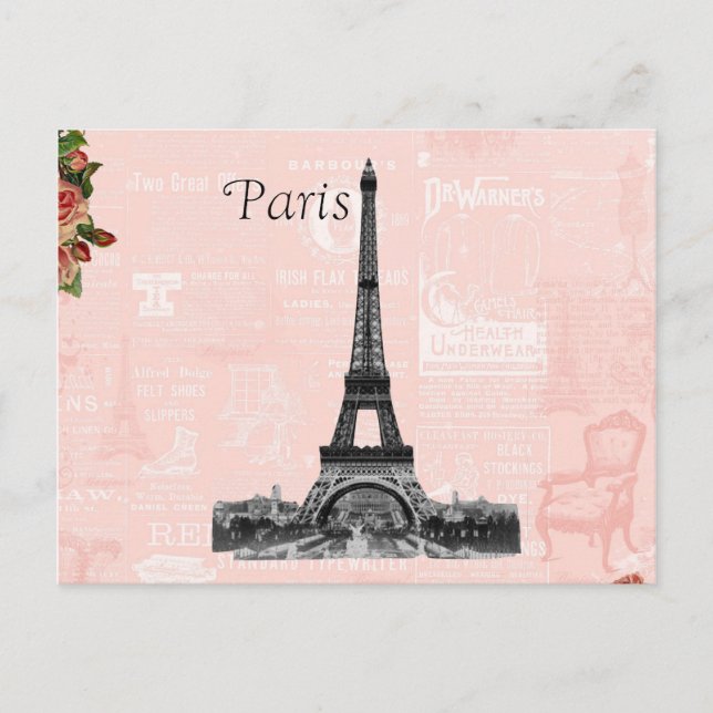 Vintager Eiffelturm Postkarte (Vorderseite)