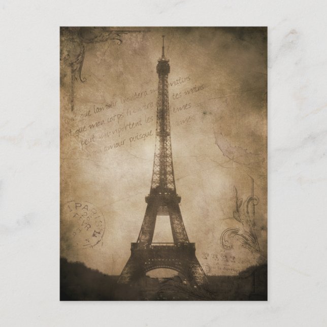 Vintager Eiffelturm Postkarte (Vorderseite)