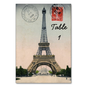 Vintager Eiffelturm Postkarte Tischnummer