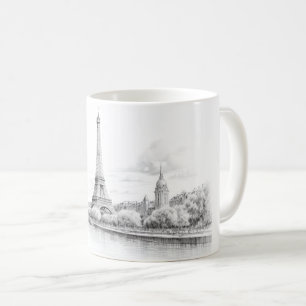 Vintager Eiffelturm, Skizze Kaffeetasse