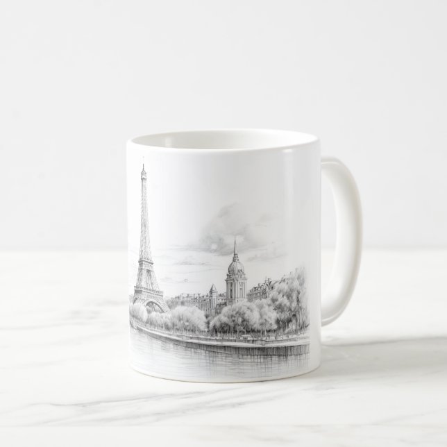 Vintager Eiffelturm, Skizze Kaffeetasse (VorderseiteRechts)