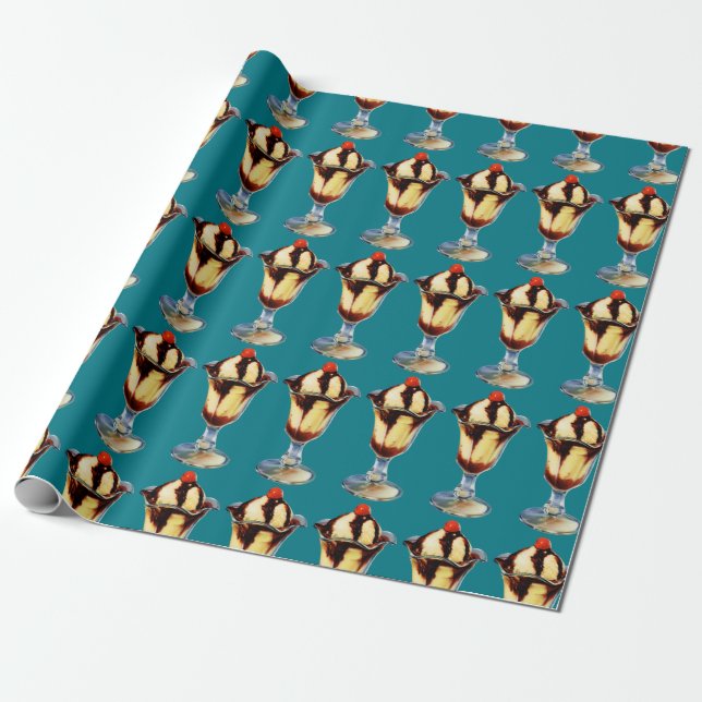 Vintager Eiscreme-Eiscremebecher Geschenkpapier (Ungerollt)