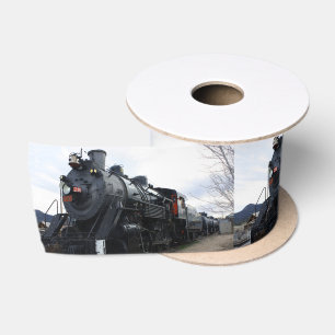 Vintager Eisenbahn-Dampfzug Satinband