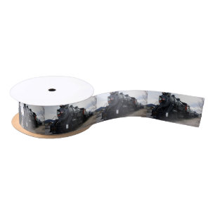 Vintager Eisenbahn-Dampfzug Satinband