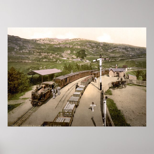 Vintager Eisenbahnzug, Festiniog Wales 1895 Poster (Vorne)