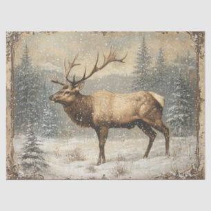 Vintager Elch Landschaftlich rustikale Decoupage Seidenpapier