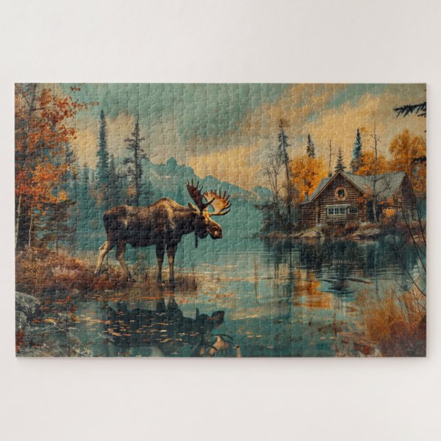 Vintager Elchsee-Hütte Herbstblätter 20x30 (Horizontal)