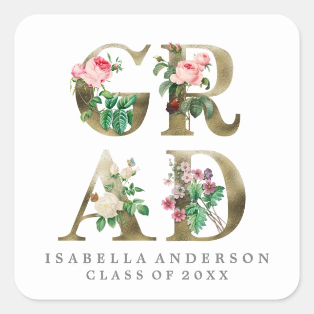 VINTAGER ELEGANTER ABSCHLUSS STICKER (Vorderseite)