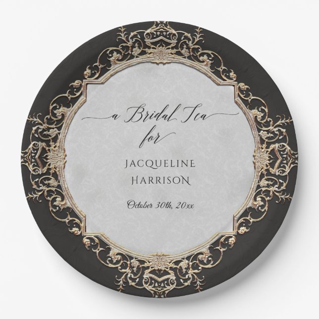 Vintager Eleganter Barockstil Pappteller (Vorderseite)
