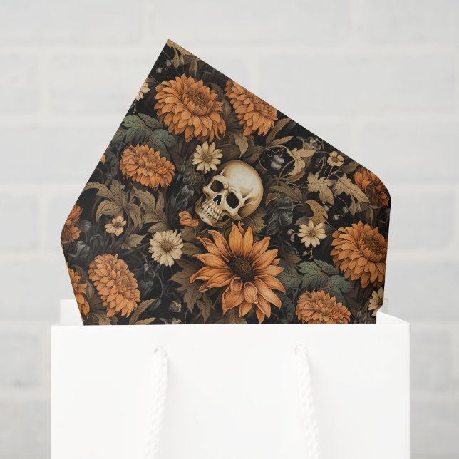 Vintager Eleganter Blumenschädel Seidenpapier (Geschenktüte)