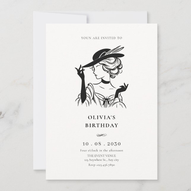Vintager, eleganter Geburtstag Einladung (Vorderseite)