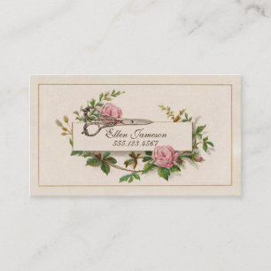 Vintager, eleganter Haarstil, rosa Blüte Visitenkarte