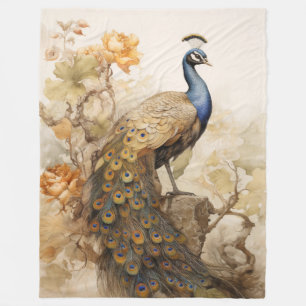 Vintager Eleganter Pfau Fleecedecke