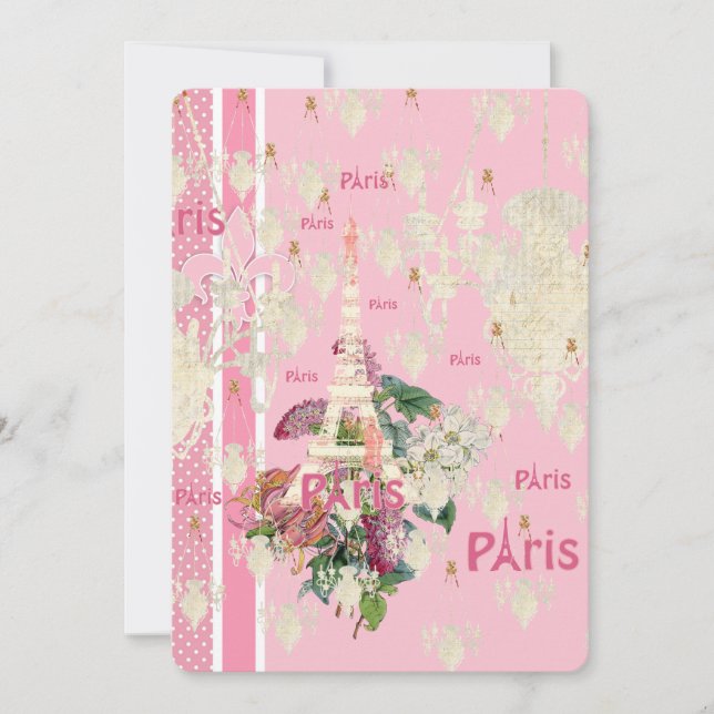 Vintager eleganter Pink Paris Eiffelturm Kronleuch (Vorderseite)