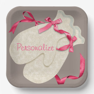 Vintager, eleganter Winter-Fanttenband Pappteller