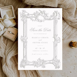 Vintager eleganter Zierrahmen-Hochzeitstag Gerette Einladung