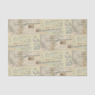 Vintager Empfang mit Briefmarke Seidenpapier