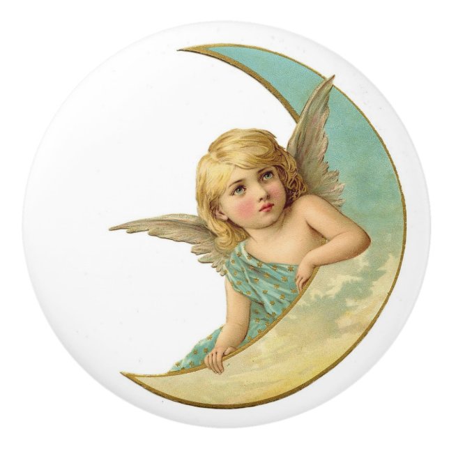 Vintager Engel auf dem Crescent Moon Keramikknauf (Vorderseite)