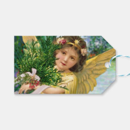 Vintager Engel im Schnee Weihnachtsgeschenk Tags Geschenkanhänger