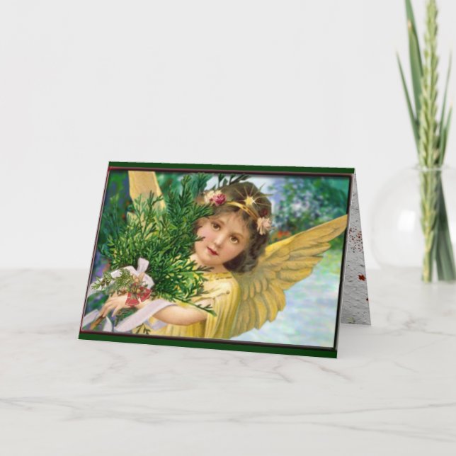 Vintager Engel im Schnee Weihnachtskarte Feiertagskarte (Vorderseite)