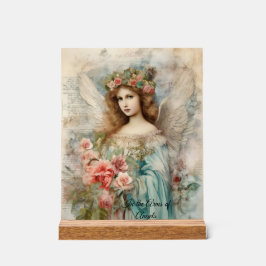 Vintager Engel in Blau Acrylschild