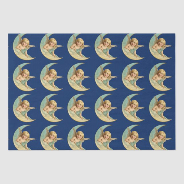 Vintager Engel in Crescent Moon Seidenpapier (Vorderseite)