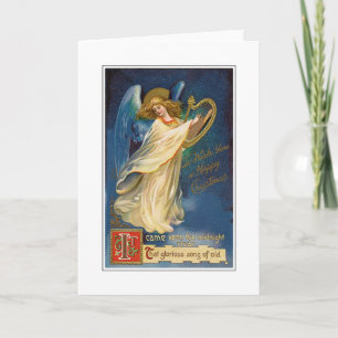 Vintager Engel mit Harfengrüße Karte