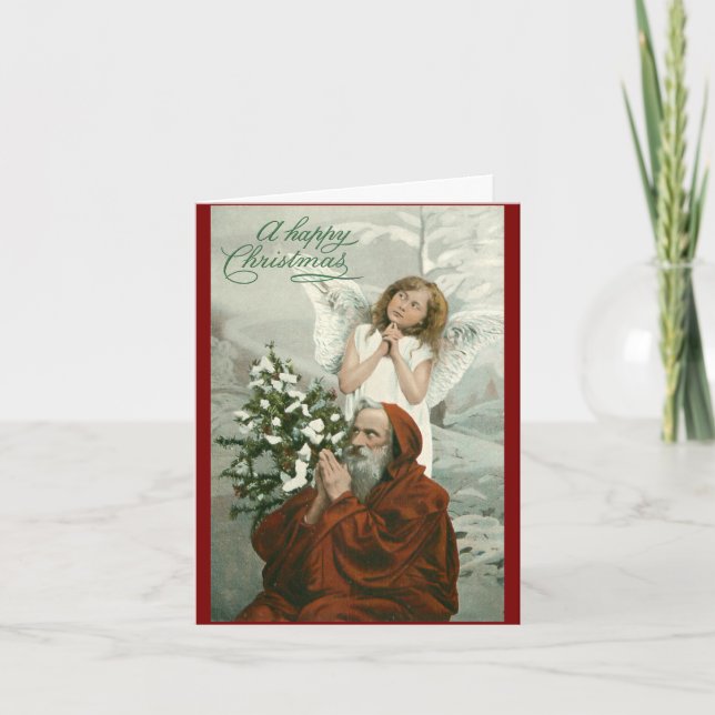 Vintager Engel und geklappte Weihnachtskarte Feiertagskarte (Vorderseite)