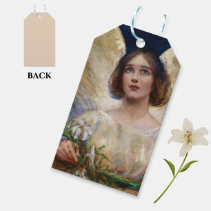 Vintager Engel und weiße Lilien Geschenkanhänger