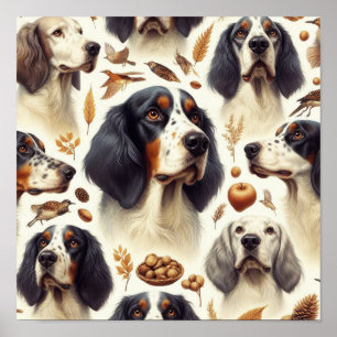 Vintager englischer Setter nahtlos Poster