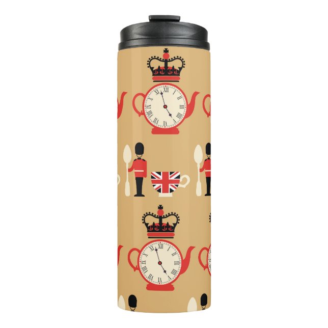 Vintager englischer Tee: nahtloses Muster. Thermosbecher (Vorderseite)