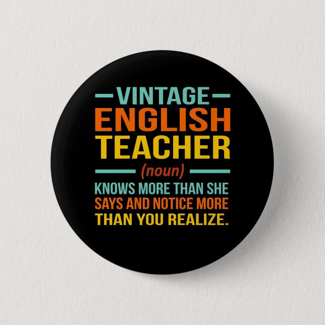 Vintager Englischlehrer - Definition Button (Vorderseite)