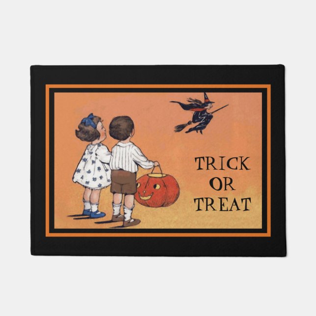 Vintager Ephemera Trick oder Treat Fußmatte (Vorderseite)