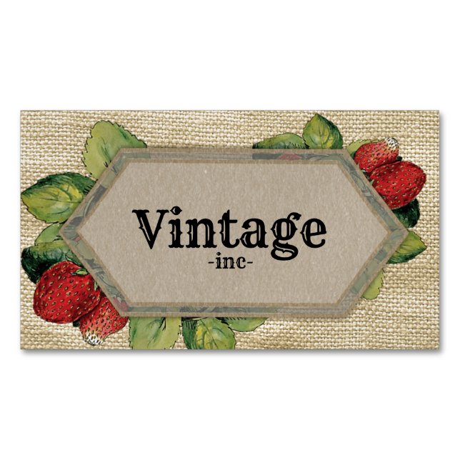 Vintager Erdbeerbaum Magnetische Visitenkarte (Vorderseite)