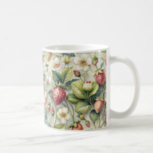 Vintager Erdbeergarten Botanische Wasserfarbe Kaffeetasse