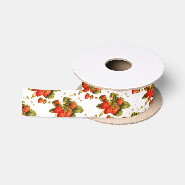 Vintager Erdbeergarten Satinband (Spule)