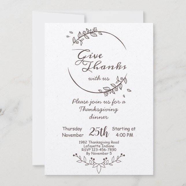 Vintager Erntedank Abendessen Einladung (Vorderseite)