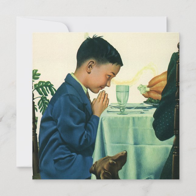 Vintager Erntedank, Boy Sprichwort Grace Einladung (Vorderseite)