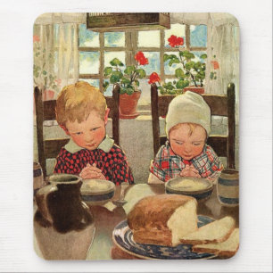 Vintager Erntedank, dankbare Kinder Mousepad