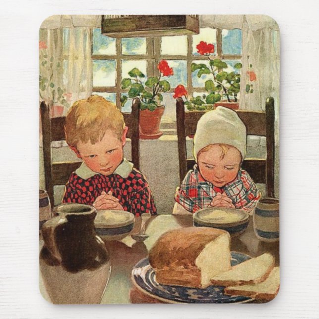 Vintager Erntedank, dankbare Kinder Mousepad (Vorne)