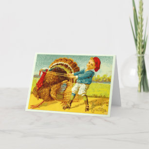 Vintager Erntedank Day Card mit der Türkei Feiertagskarte
