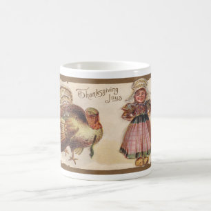 Vintager Erntedank, die Türkei, Pilger-Mädchen Kaffeetasse