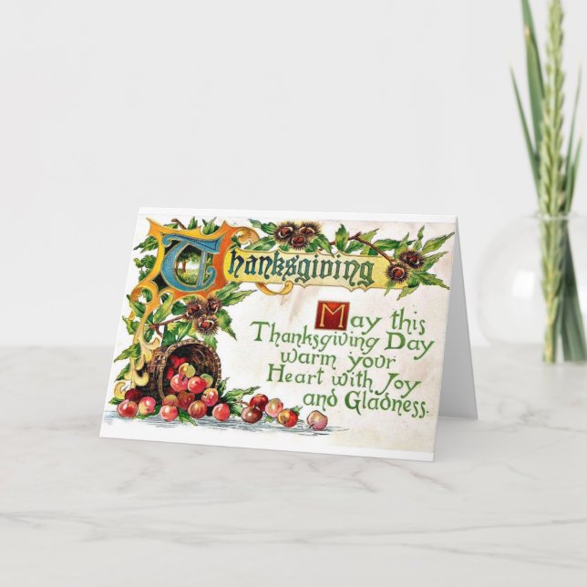 Vintager Erntedank Feiertagskarte (Vorderseite)