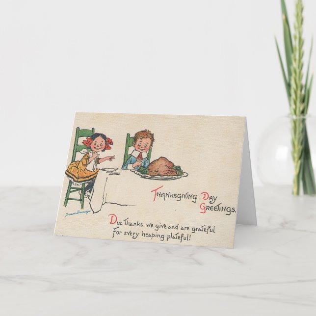 Vintager Erntedank Feiertagskarte (Vorderseite)