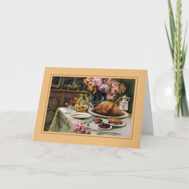 Vintager Erntedank Feiertagskarte (Vorderseite)