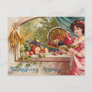 Vintager Erntedank Feiertagspostkarte
